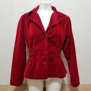 Joan Rivers jacket Large crushed velvet velour blazer smocked ruched button VTG?